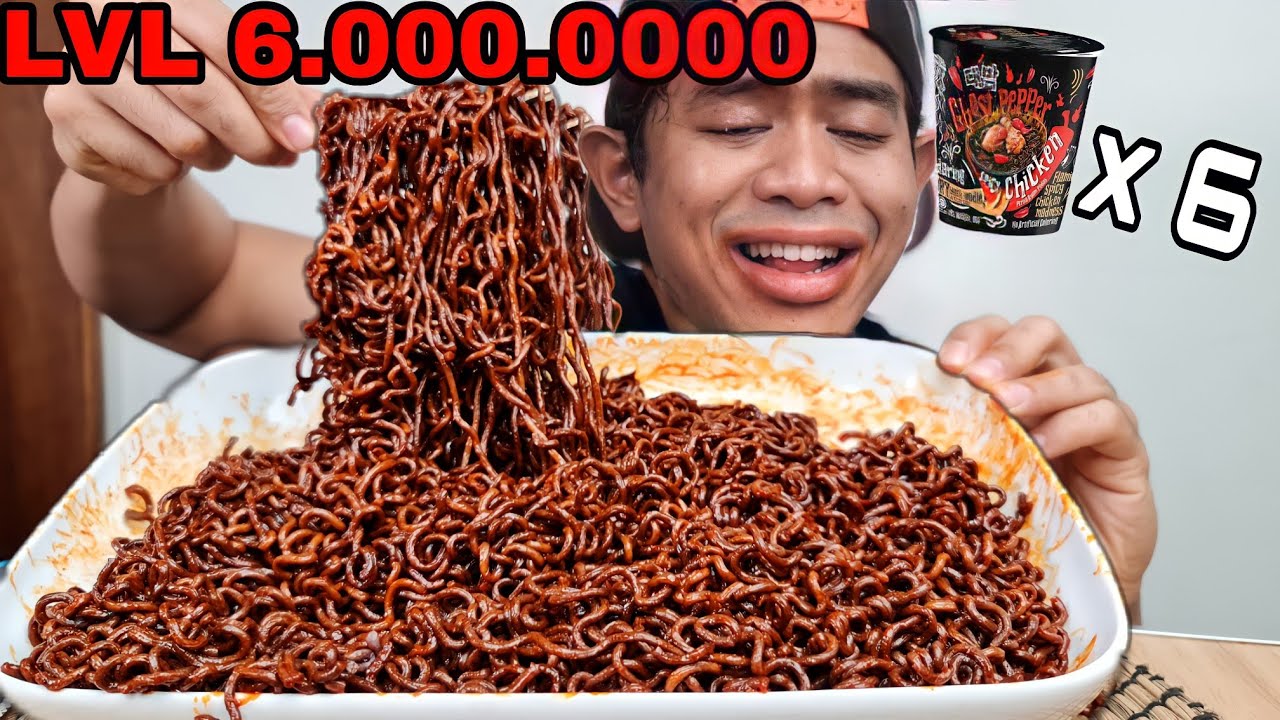 NIKMATNYA SARAPAN 6 CUP MIE HITAM GHOST PEPPER TERPEDAS LVL 6 JUTA!