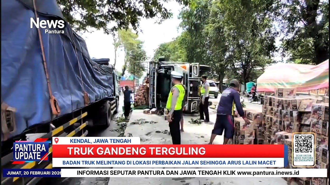 Truk gandeng terguling di Pantura Kendal kemacetan hingga 4 kilometer 