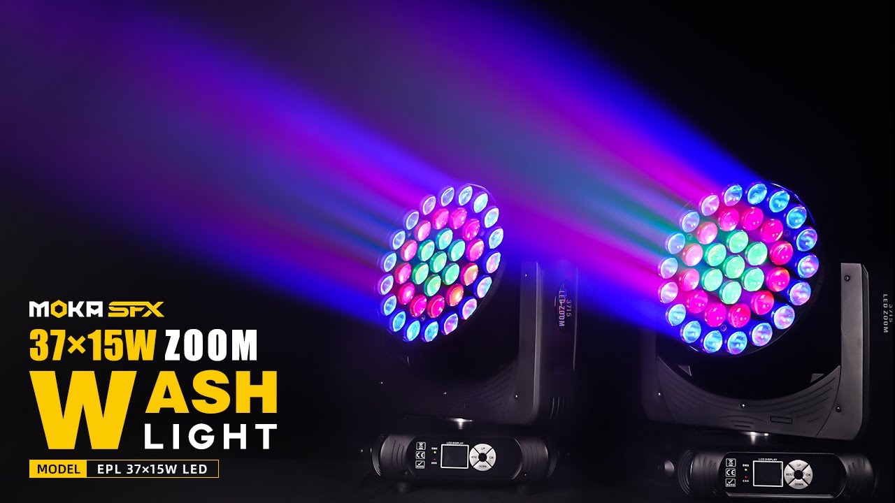 LED Ring Control! MOKA SFX 37x15W RGBW 4in1 Zoom Moving Head Stage Wash Light | Wash Light