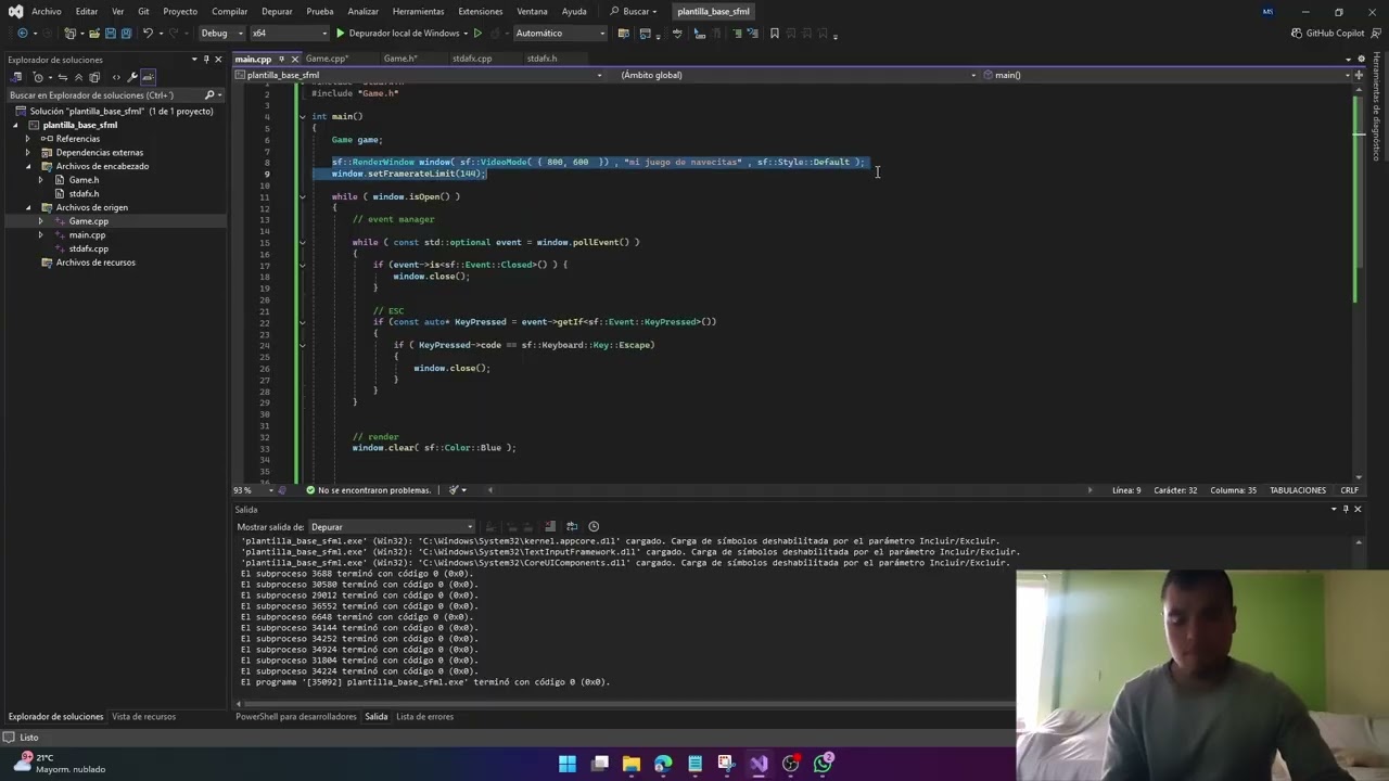 SFML C++ Tutorial - 05: JUEGO 01 Clase Game