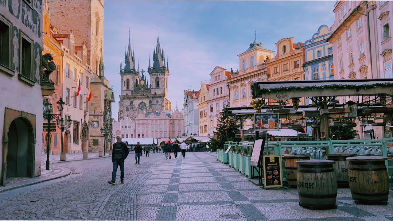CINEMATIC PRAGUE WALK in +17°C in January 🇨🇿 4k Relaxing Morning City Ambience HDR ASMR Czech