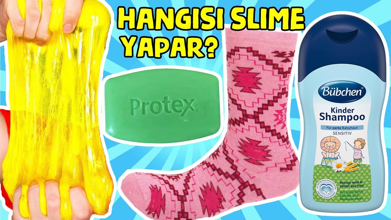 Çoraptan Ne Çıkarsa Pofuduk Slime Bebek Şampuanı vs Protex Sabun Köpük Slaym Challenge BidünyaOyunca