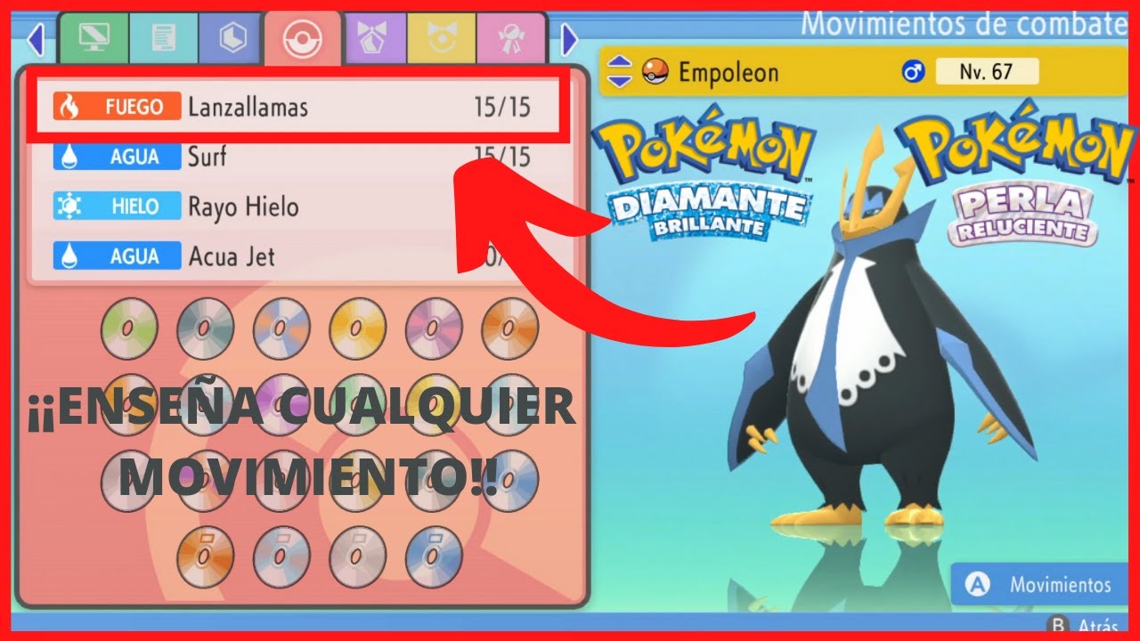 CÓMO ENSEÑAR CUALQUIER MOVIMIENTO A CUALQUIER POKEMON EN DIAMANTE BRILLANTE Y PERLA RELUCIENTE!!