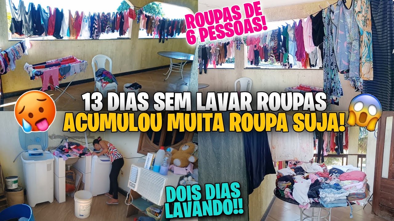 13 DIAS SEM LAVAR ROUPAS🥵ACUMULOU MUITA ROUPA SUJA/LAVANDO ROUPAS DE 6 PESSOAS😱/TRÊS DIAS LAVANDO..