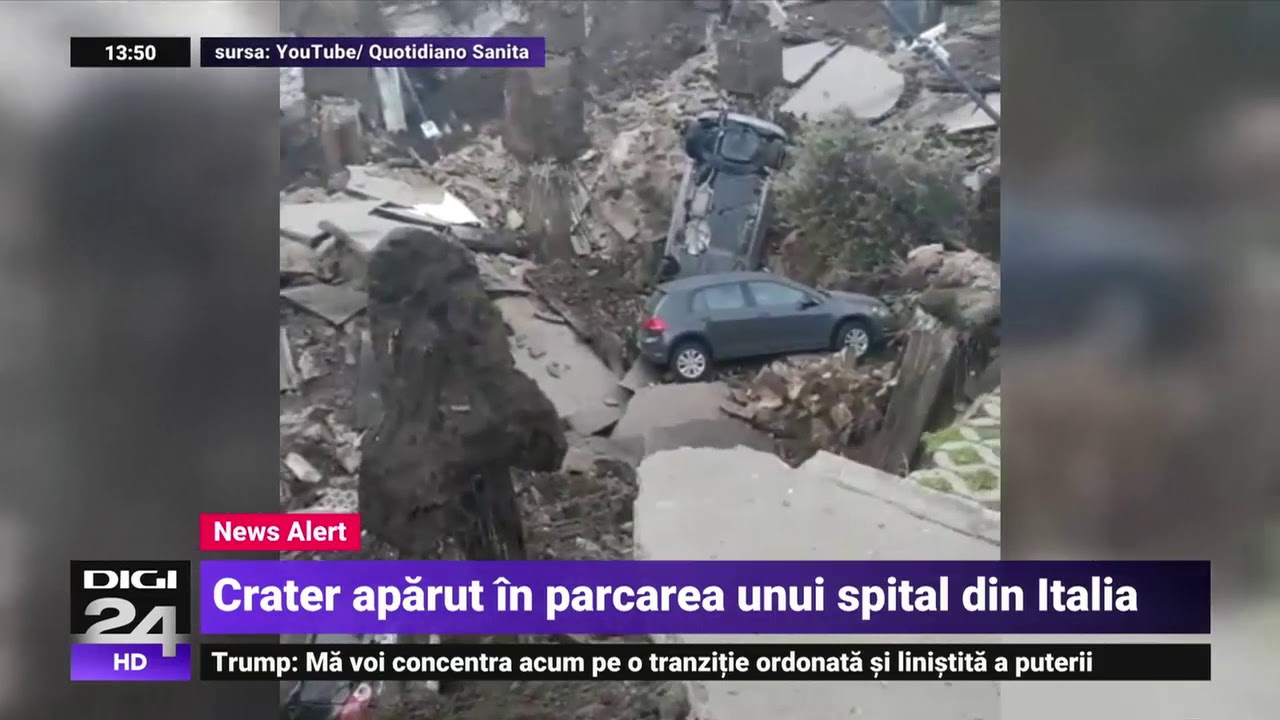 Un crater uriaș cu ad&acirc;ncime de 20 de metri s-a deschis &icirc;n parcarea unui spital din Napoli