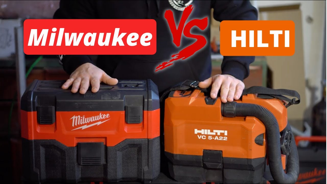 Сравнение аккумуляторных пылесосов Hilti VC5-A22 VS Milwaukee M18 VC2-0