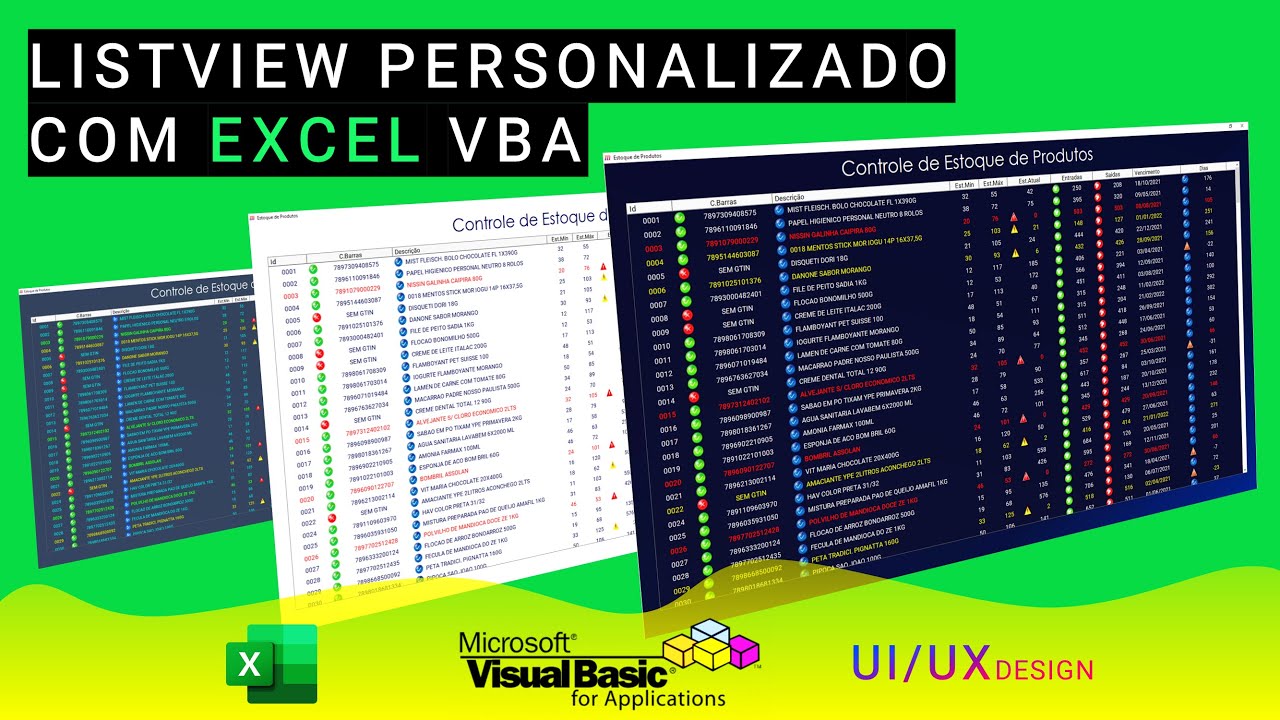 ListView para (Controle de Estoque) com Excel VBA