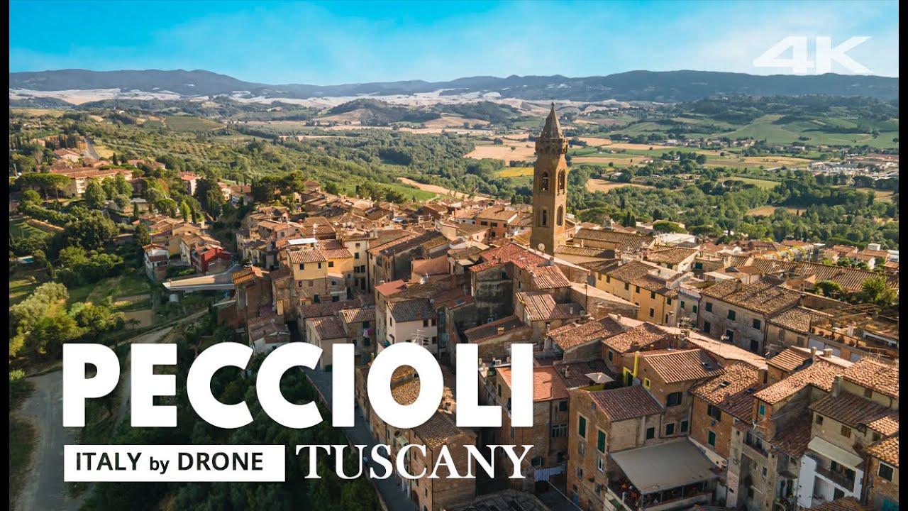 PECCIOLI city of art, Tucany from above | Italy by drone 4K