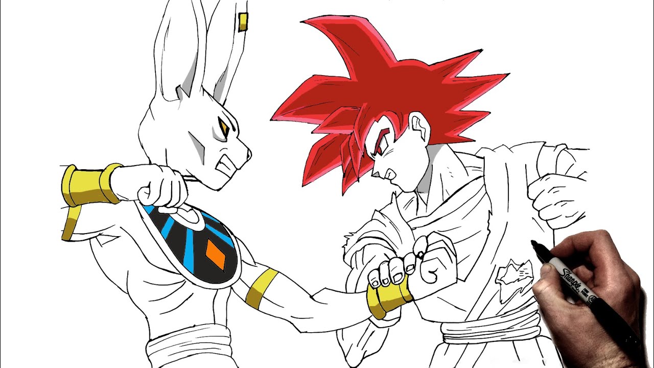 How To Draw Goku vs Beerus | Step by Step | Dragonball