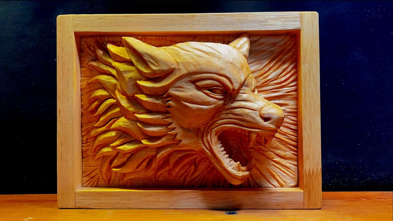 How to carve a three dimensional wolf head in wood