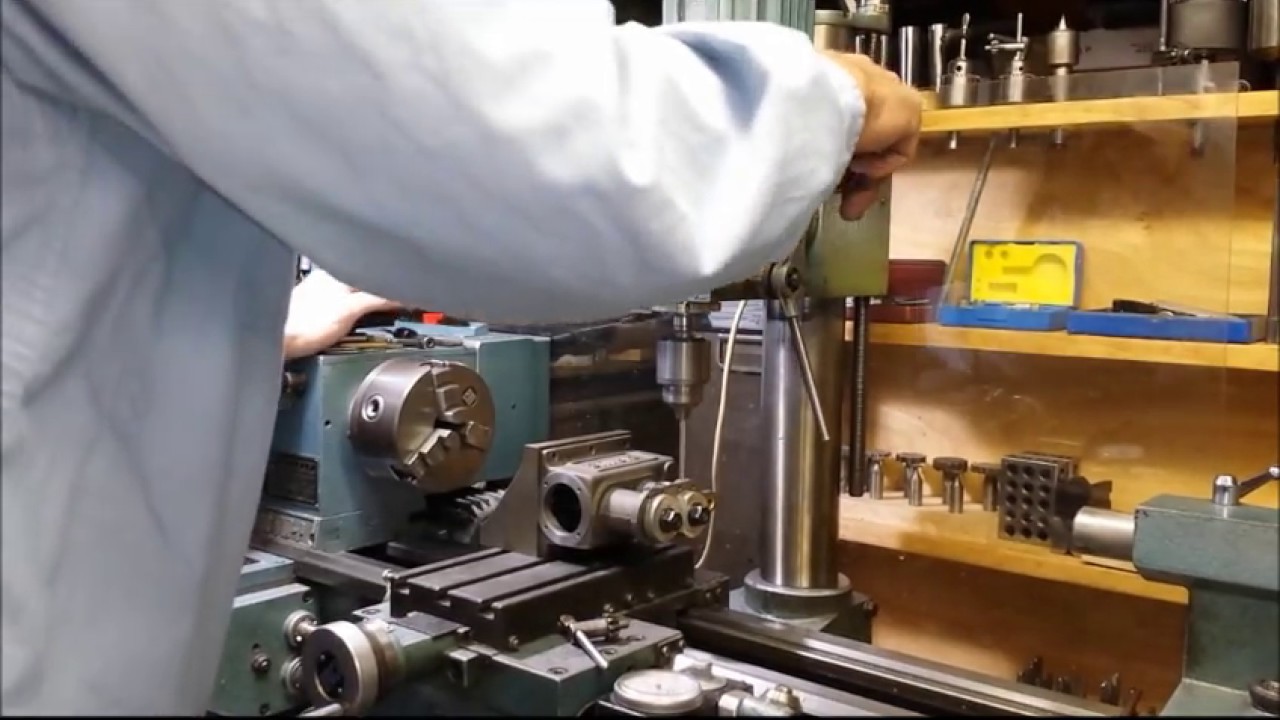 Machining Sirius steam engine drain cock bores in block