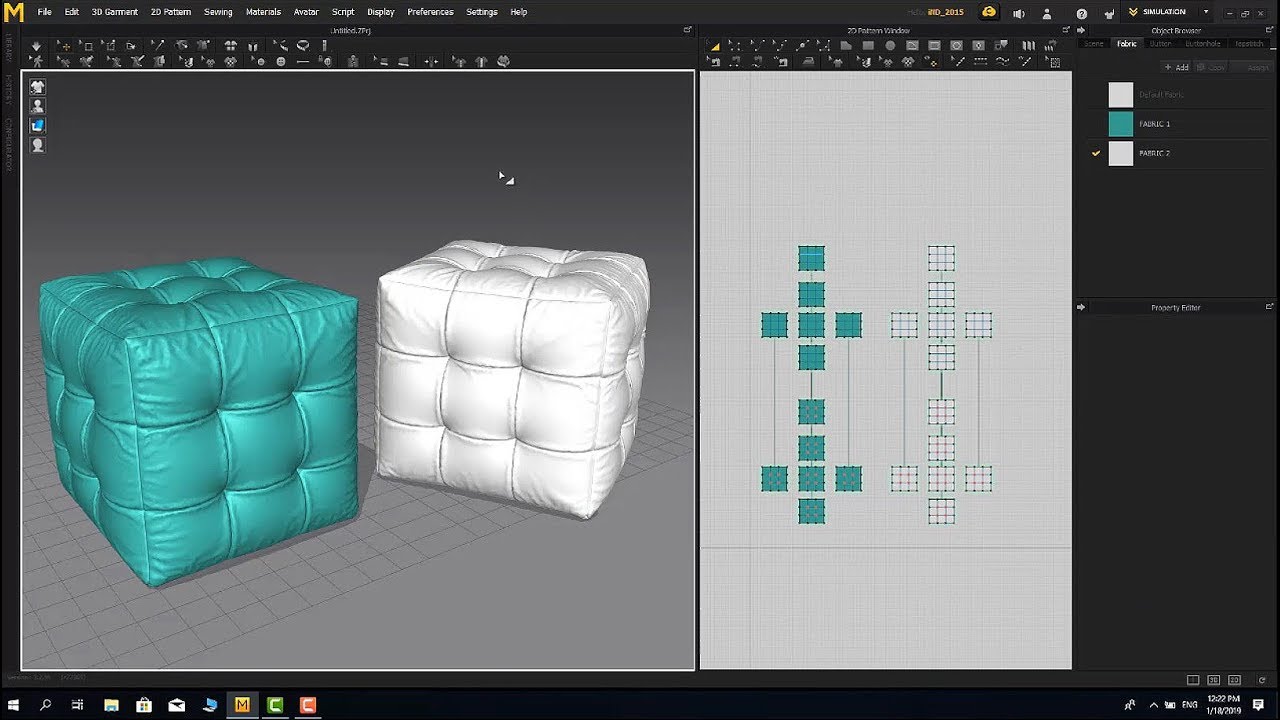 Pouf Modeling in MarvelousDesigner7 - 3dmaxfile download