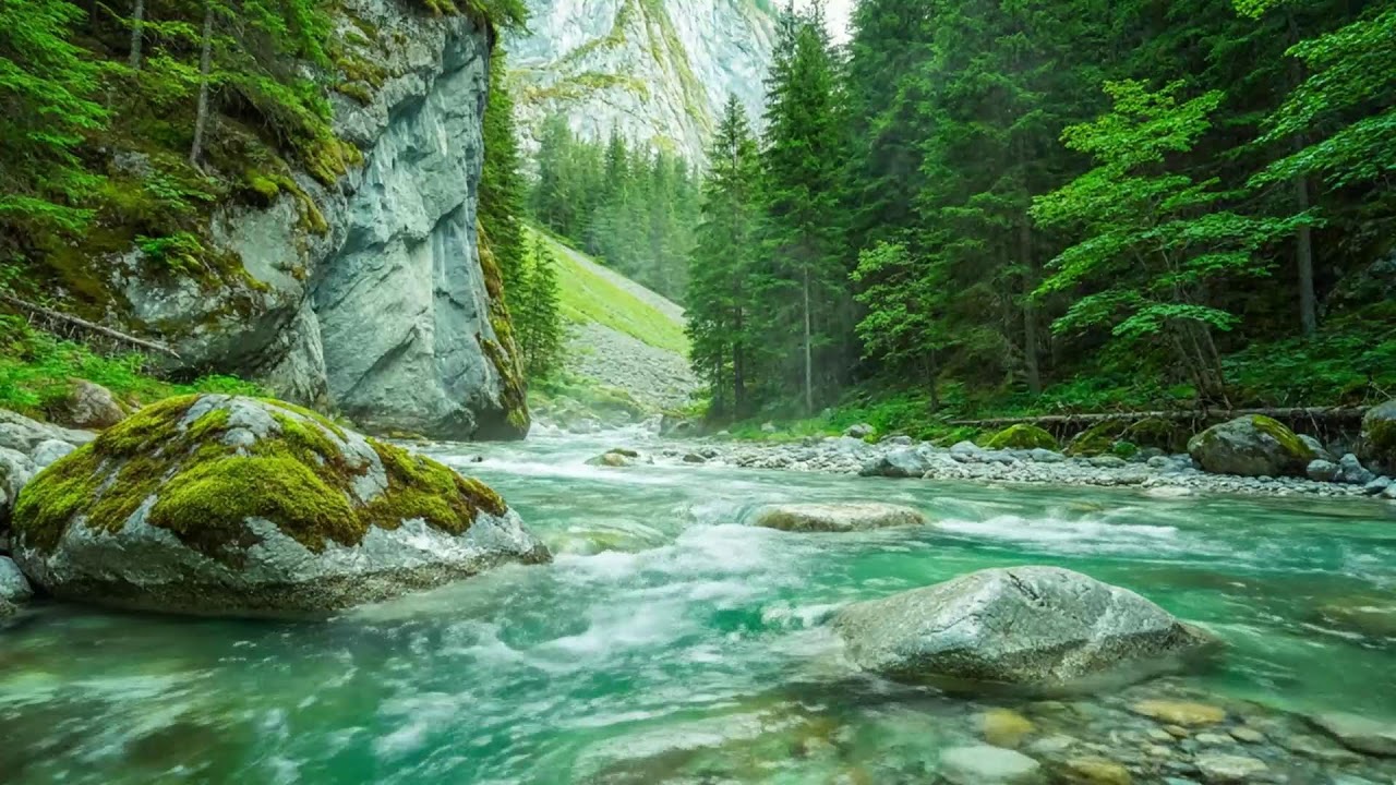 Mountain River Waterfall Flowing | Night River Sounds & White Noise Tonight