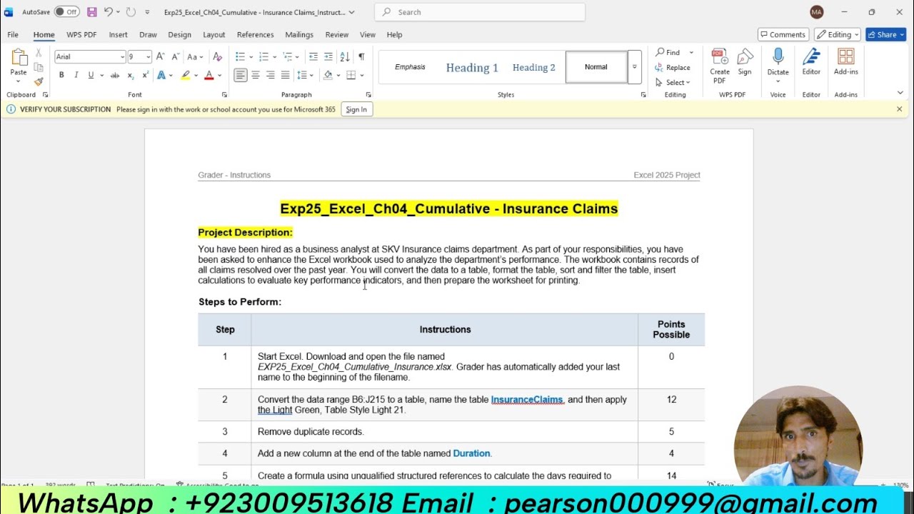 Exp25_Excel_Ch04_Cumulative - Insurance Claims   | Exp25 Excel Ch04 Cumulative  Insurance Claims