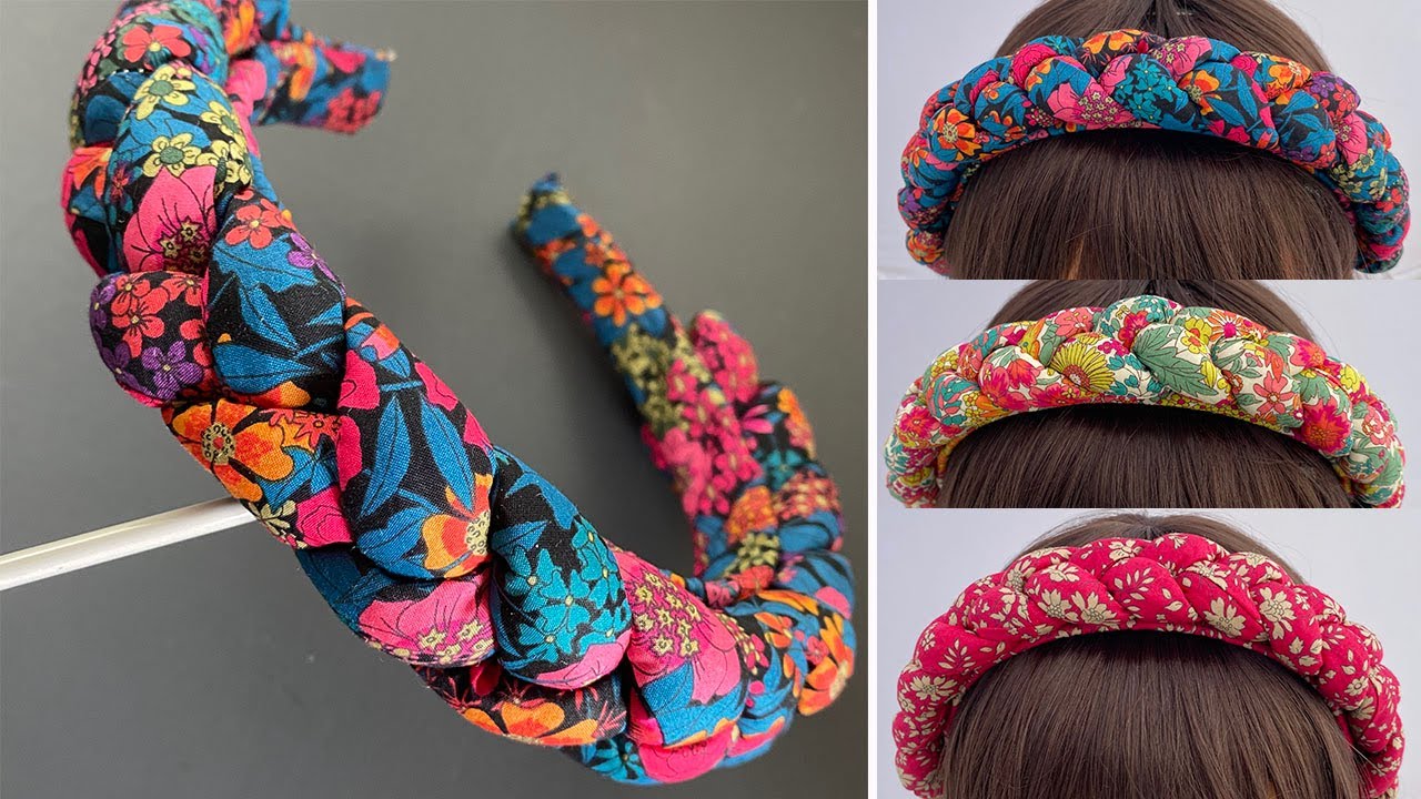 DIY Beautiful Chunky Braided Headband | How to Make 3 Strand Plait Fabric Hairband | Faixa de cabeça