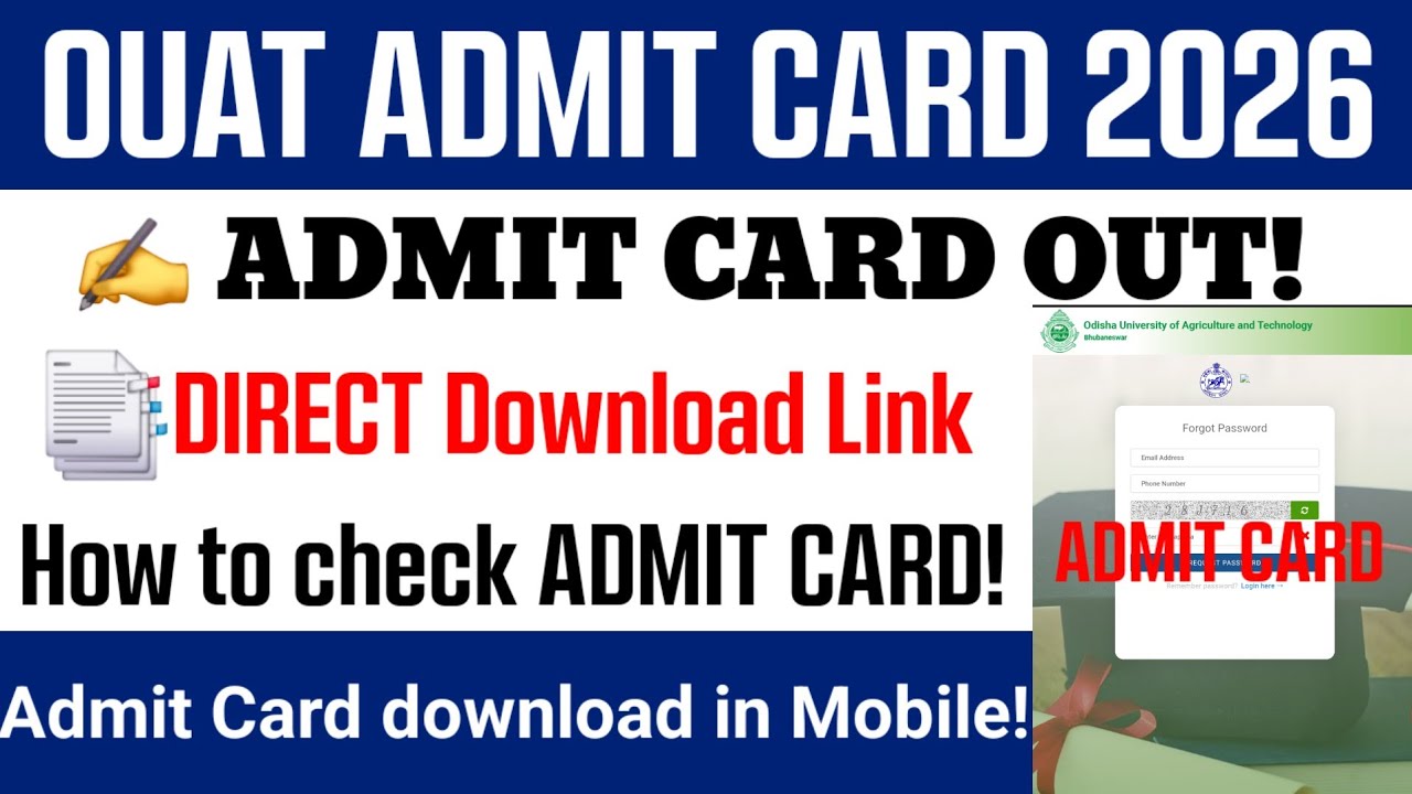 OUAT Admit Card 2026 | How to download OUAT admit card 2026 | How to check OUAT admit card