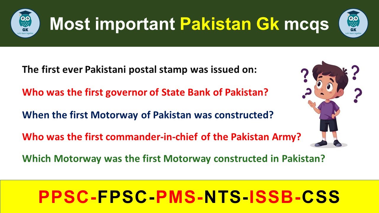 Pakistan GK MCQs | General Knowledge of Pakistan | GK Quiz for Competitive Exams