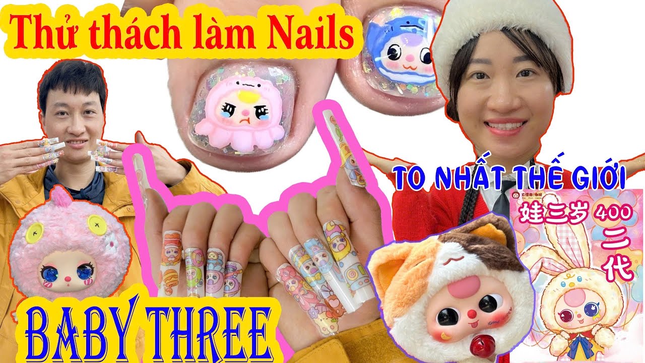 Thử Thách Làm Nail Sticker Baby Three | Tuyết Tuyết TV