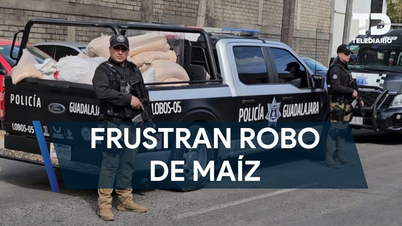 Policía de Guadalajara frustra el robo de más de dos toneladas de maíz; detienen a tres personas