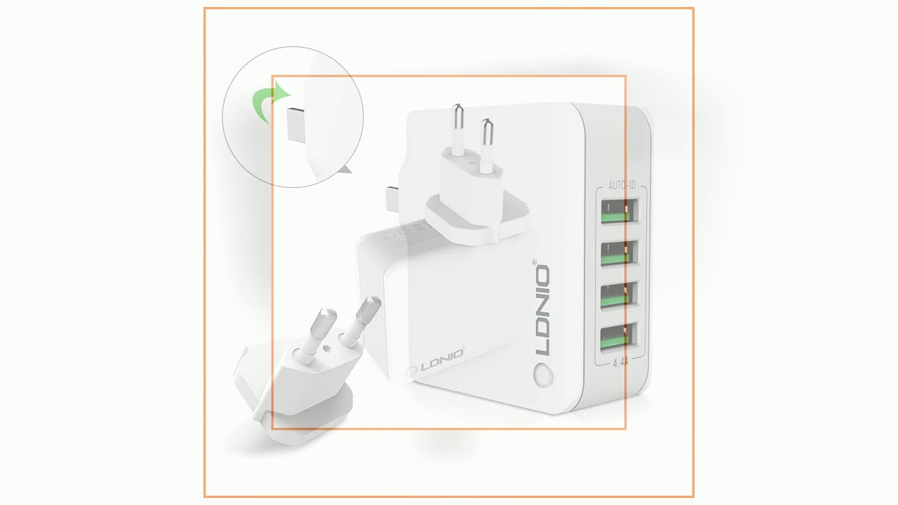 LDNIO 4 USB Ports 4.4A Fast Charging EU UK Plug Wall Travel Charger for iPhone 7 iPad Samsung Xiao..