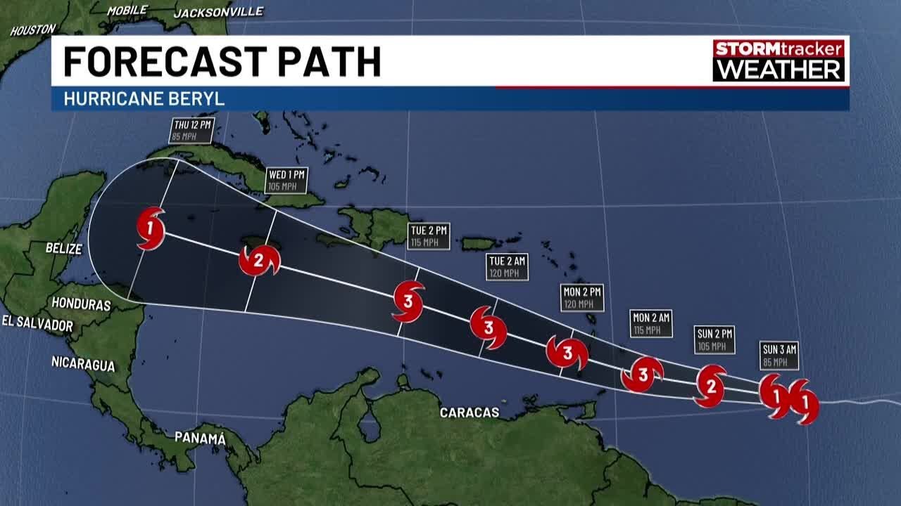 UPDATE: Hurricane Beryl rapidly strengthening in the Atlantic