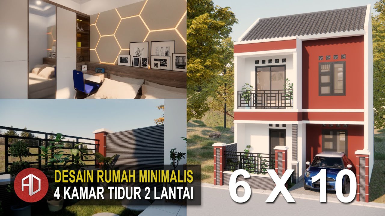 Desain Rumah Minimalis 2 lantai 6x10 Dengan 4 Kamar Tidur