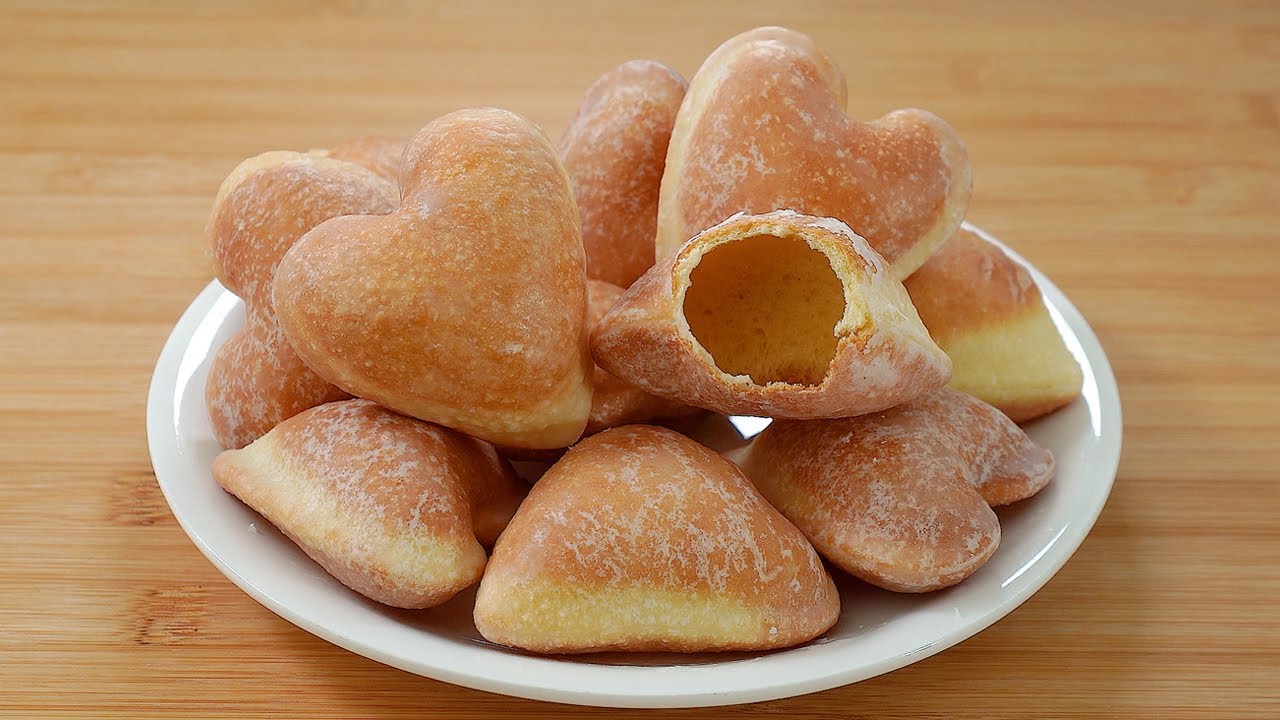 (без духовки) 1 яйцо! Делаем пончики с полыми сердечками