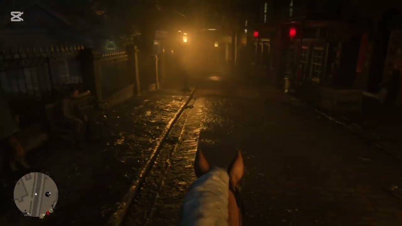Slow First Person Horse Ride in Saint Denis | RDR2 Night-Morning City Ambience (20MIN)