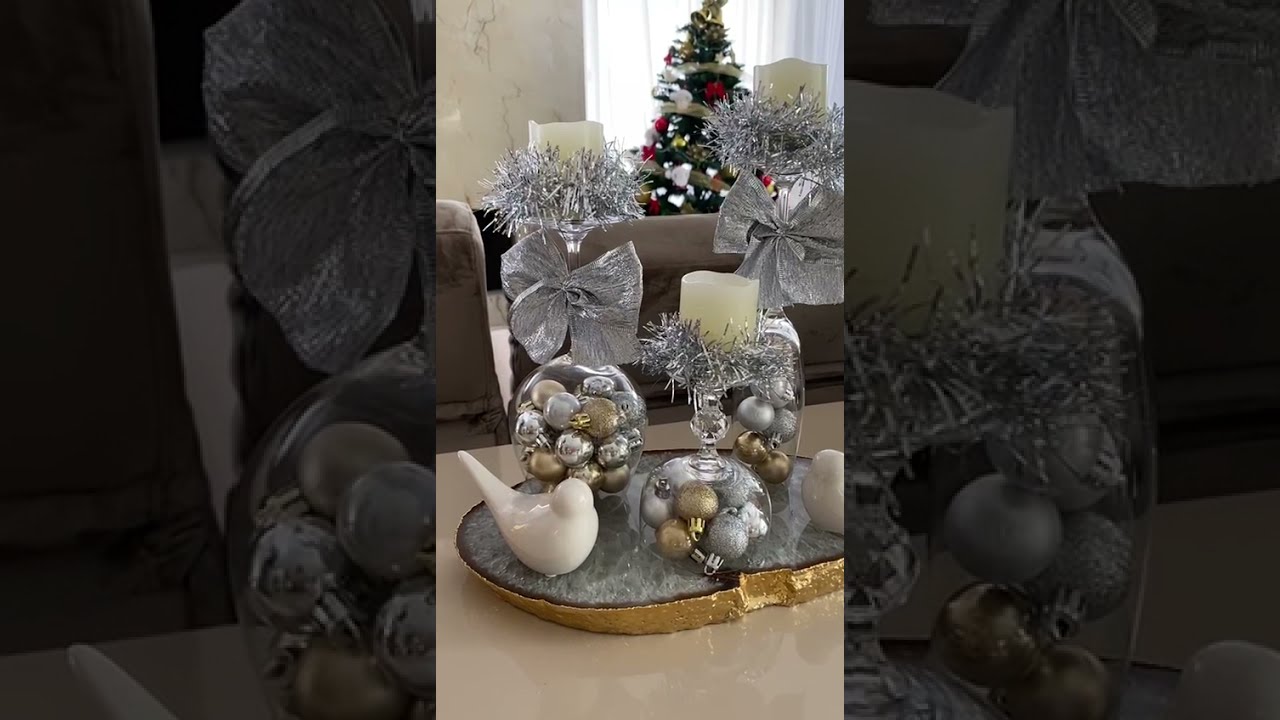 Decorando a mesa de Ano Novo.