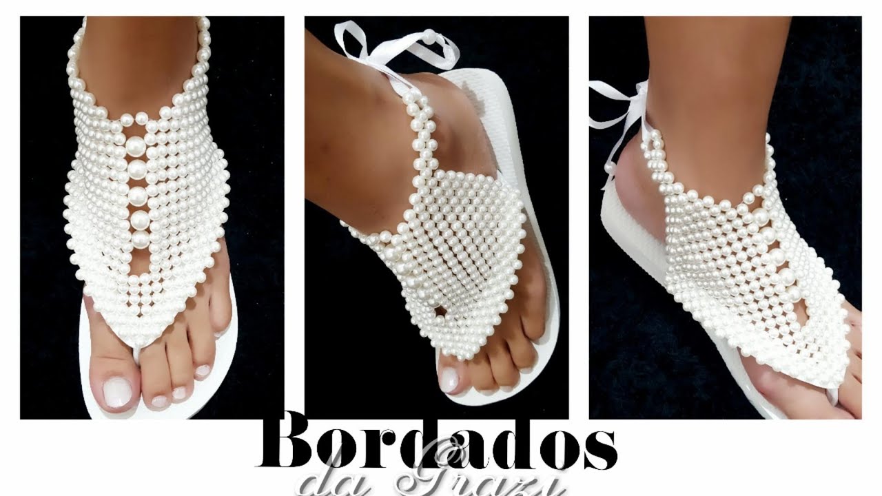 Chinelo bordado - Manta de Pérolas GLAMUROSA