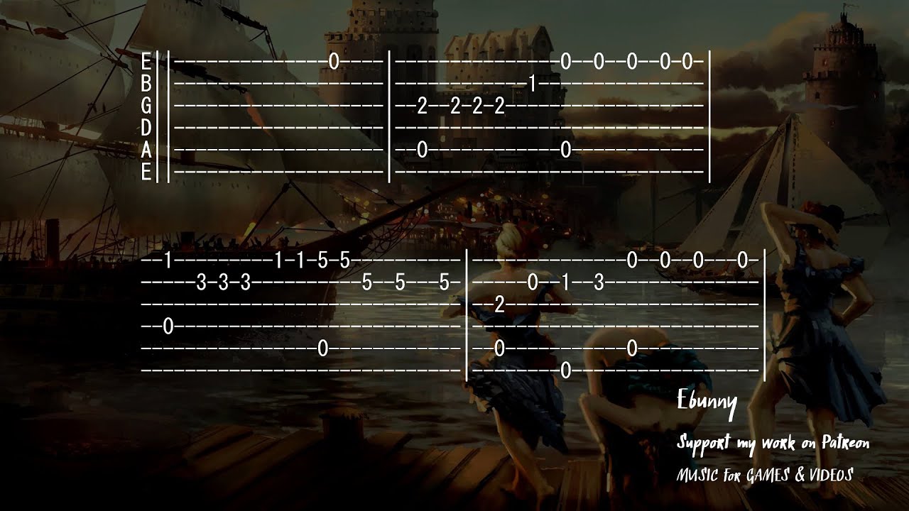 Sea Shanty and Slavic Folk Music - Wellerman's Apple [Full Acoustic Guitar Tab by Ebunny]