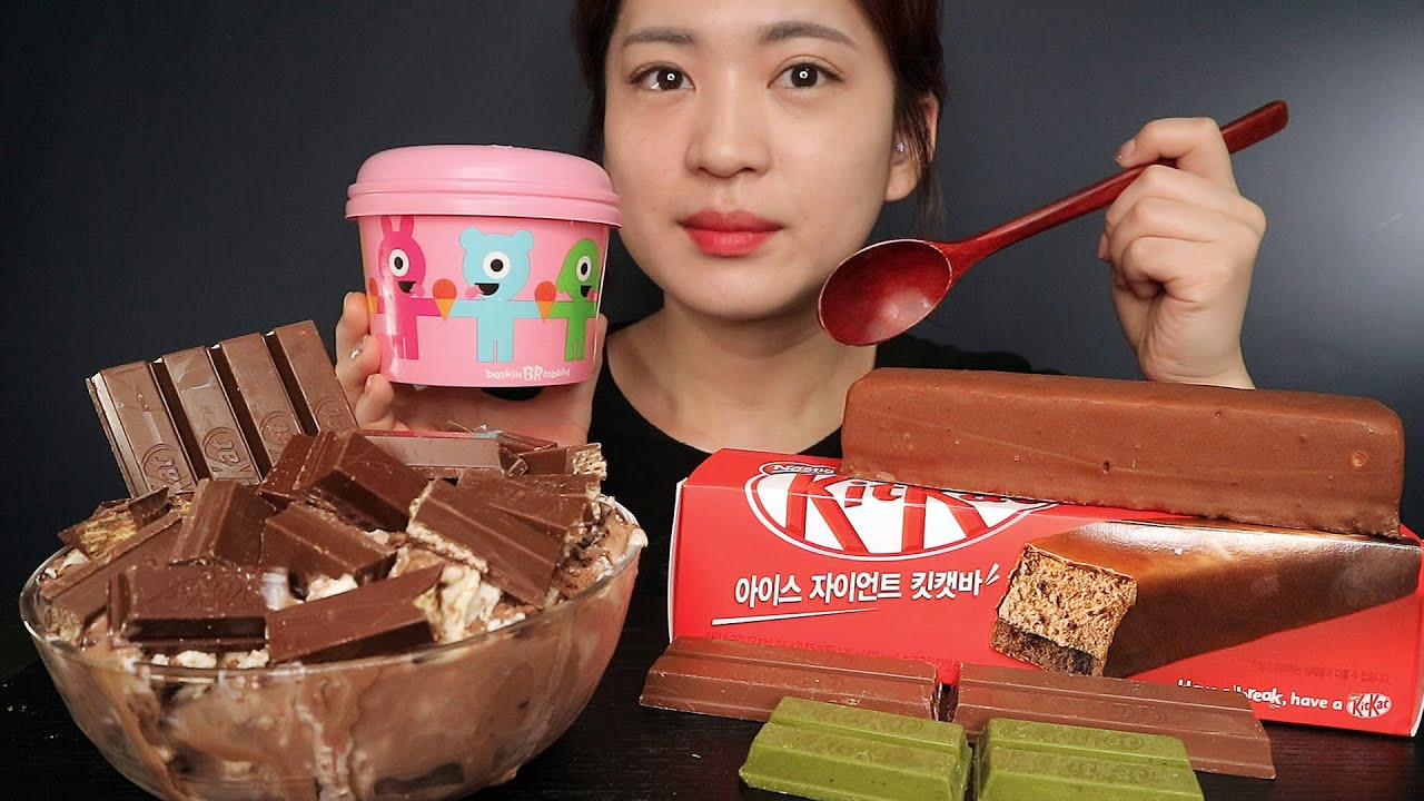Eating) 배스킨라빈스 아이스킷캣 자이언트 킷캣바 리얼사운드 Baskinrobbins KitKat icecream Ice Giant KitKatbar ASMR キットカット