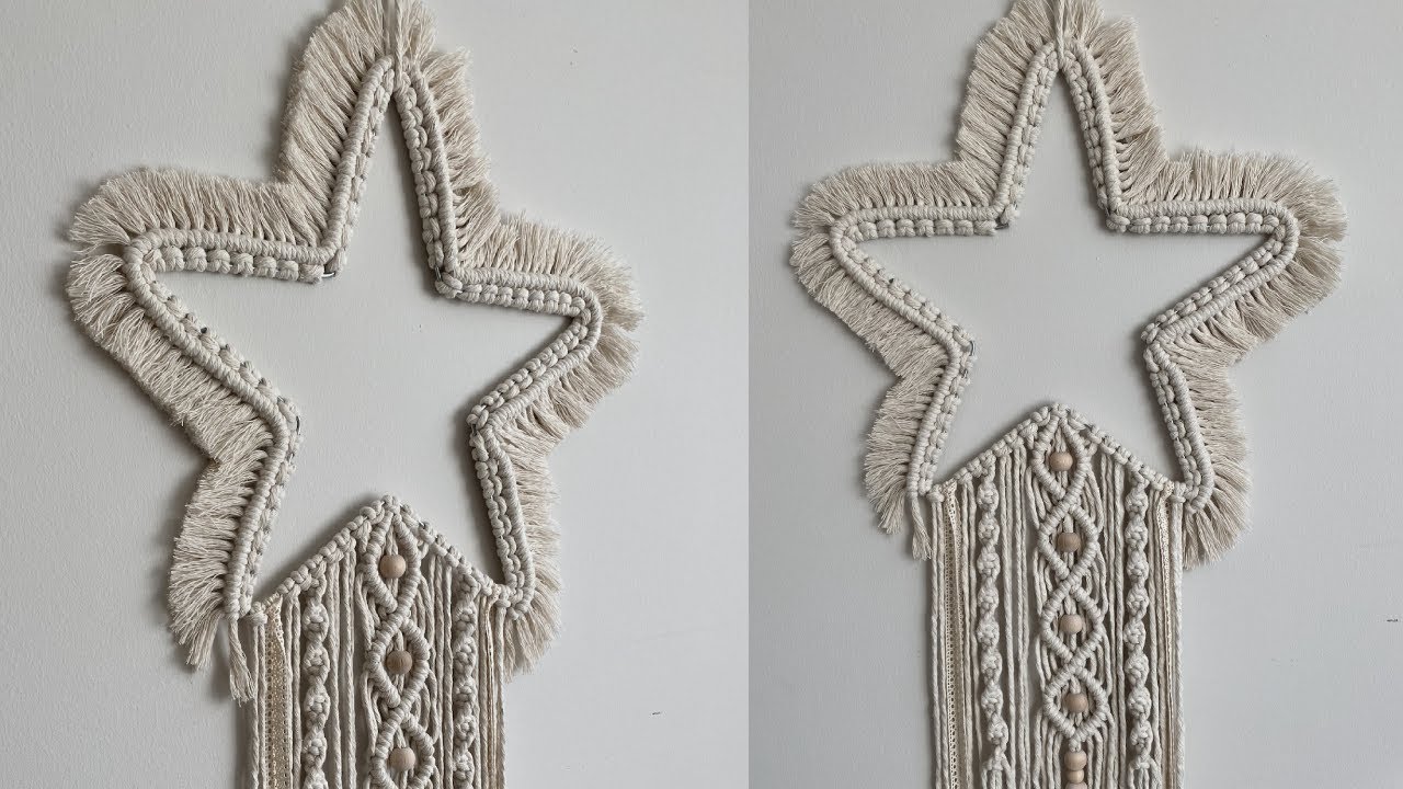 Makrome Yıldız Duvar Süsü (Kasnak)/DIY Macrame Star #macrame #macramestar #makrome #kasnak