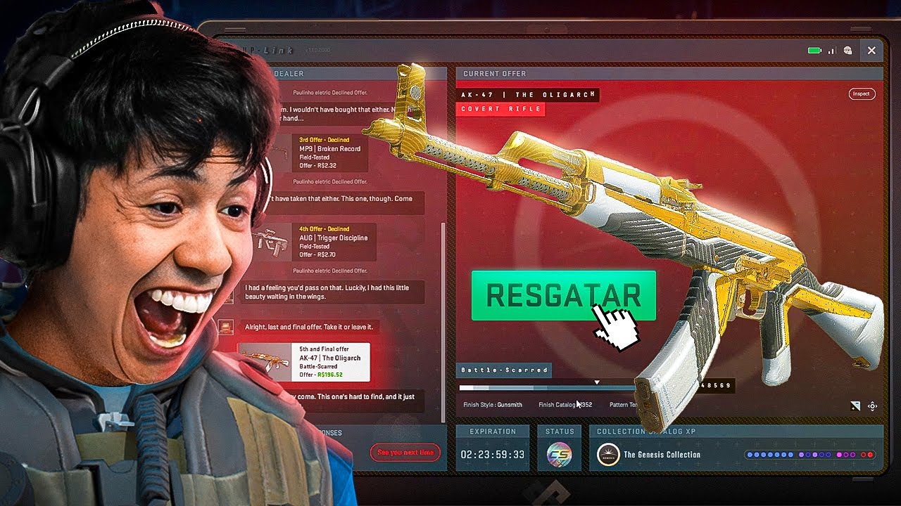 É REAL!!! DROPEI a NOVA AK-47 da COLEÇÃO GENESIS no CS 2! (dropei a nova AWP também)