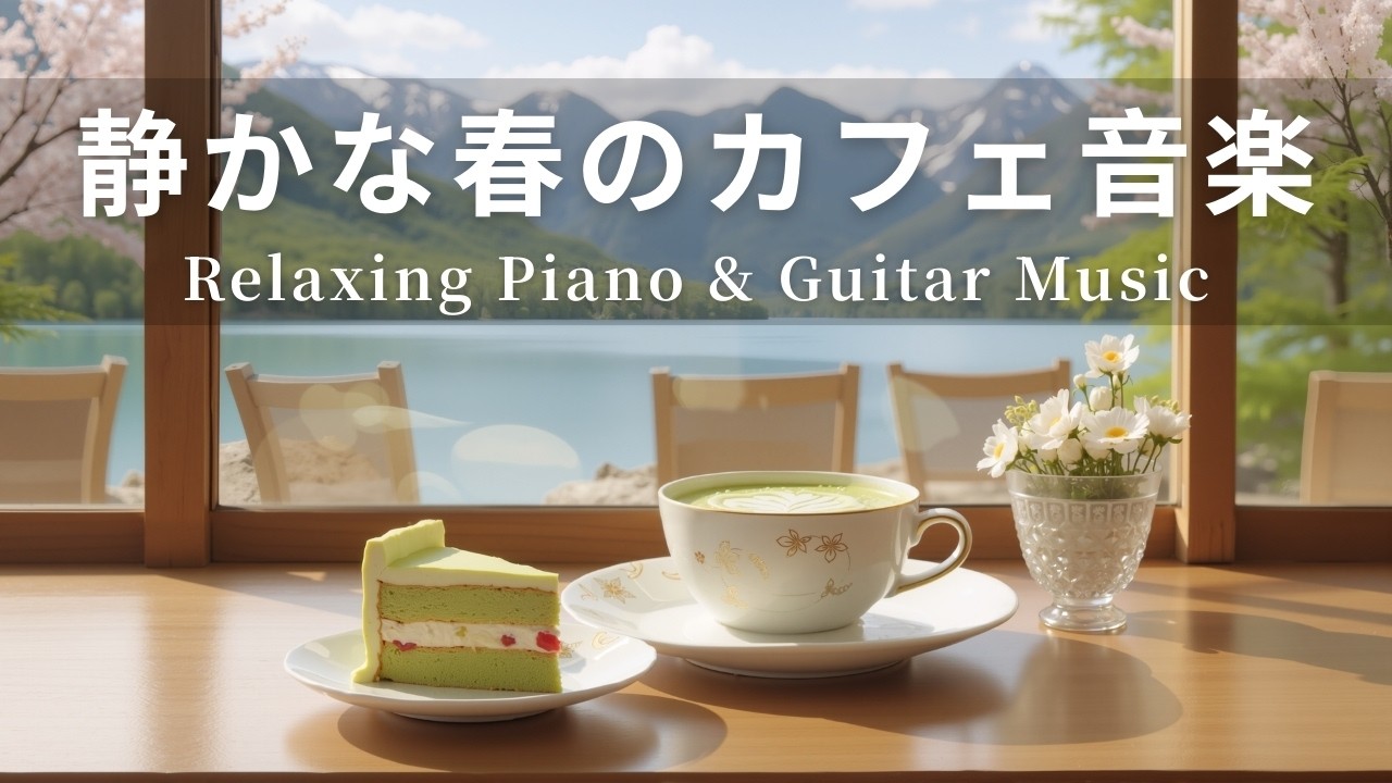 【癒しBGM】静かな春のカフェ音楽｜やさしいギター＆ピアノのリラックス音楽｜Relaxing Piano & Guitar Music｜集中・読書・勉強用・作業用