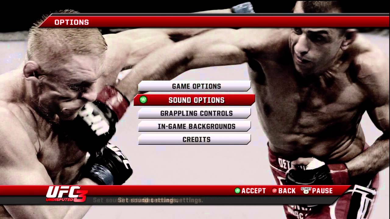 UFC Undisputed 3 Menu