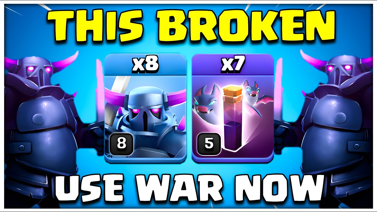 This Broken | 8 Pekka + 7 Bat Spell Th12 War Attack Strategies CoC