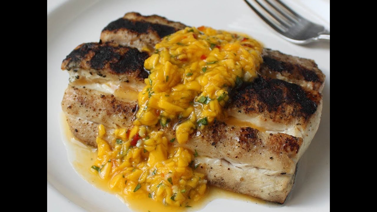 Mahi Mahi with Spicy Mango Sauce Recipe - Grilled Fish with Thai Chili Mango Sauce