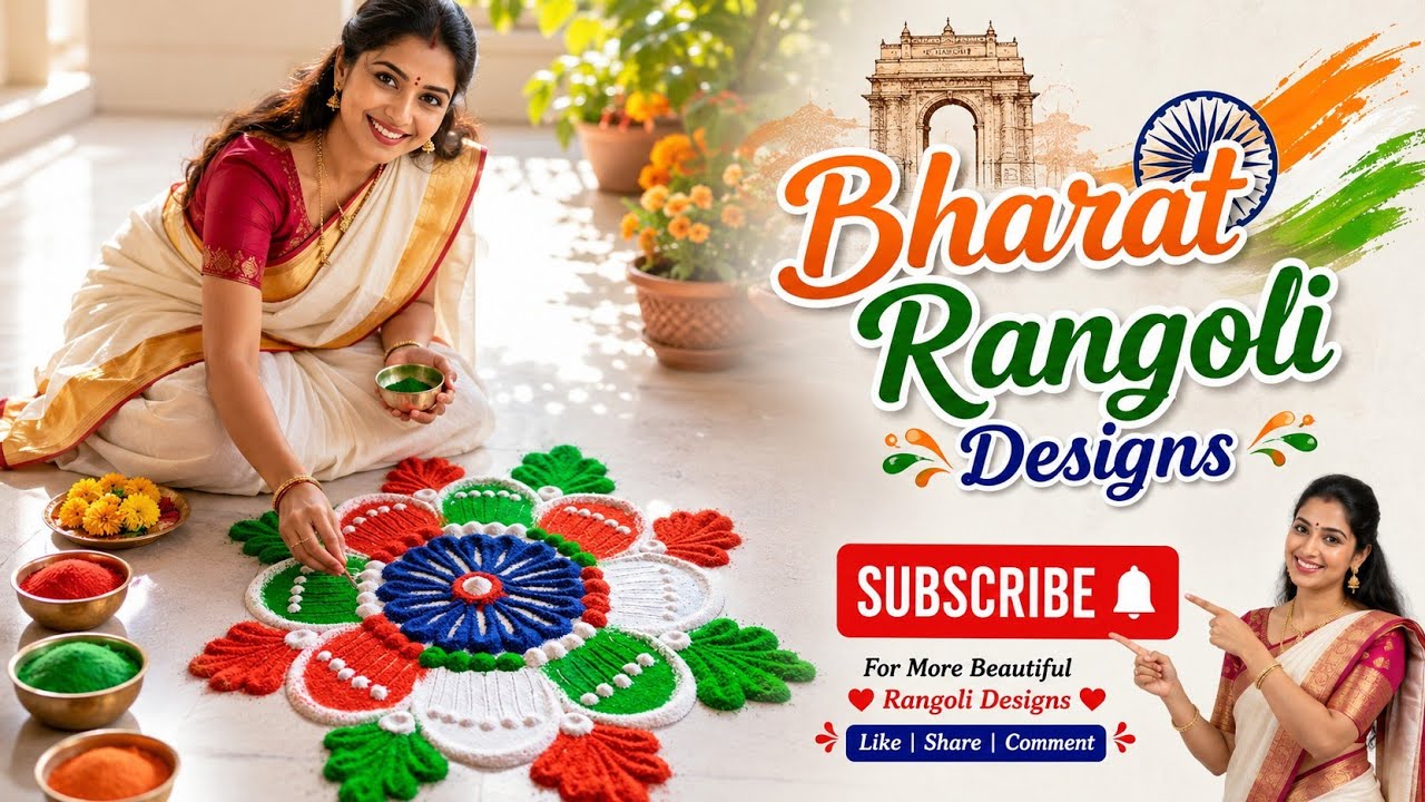 🇮🇳 Mandala Inspired Flower Rangoli | Republic Day Tiranga Design