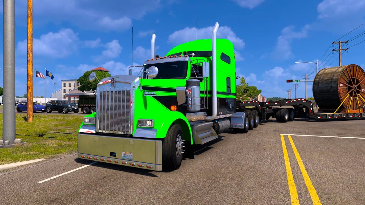 800HP Kenworth W900 Delivers Massive Cable Reel | ZM Cummins N14 Pull. ATS