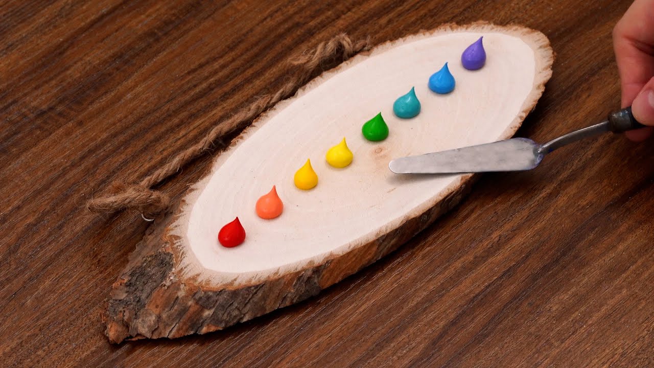 Simple Landscape Acrylic Painting on Wood｜Satisfying Wooden Art (1261)