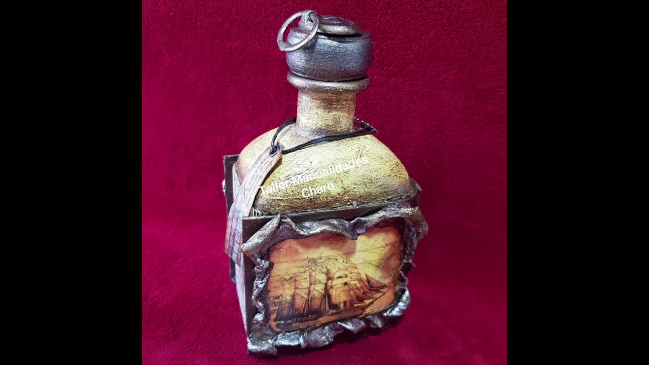TUTORIAL BOTELLA DECORADA EN FORMA DE LIBRO