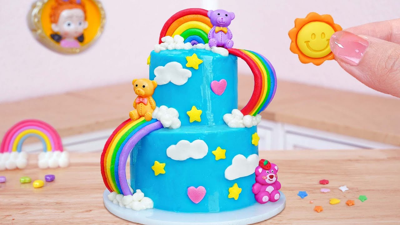 BUTTERCREAM RAINBOW CAKE 🌈 Amazing Miniature Rainbow Sky Cake Decorating | Mini Cakes