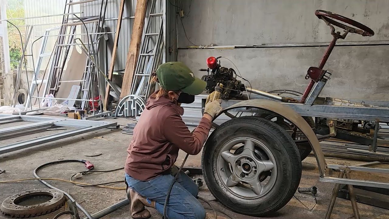 Process of restoring 4-wheel vehicle from motorbike engine