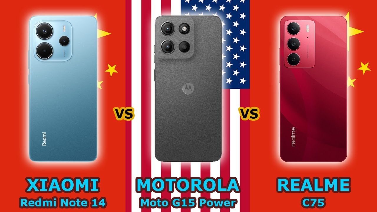 XIAOMI Redmi Note 14 - vs - MOTOROLA Moto G15 Power - vs - REALME C75