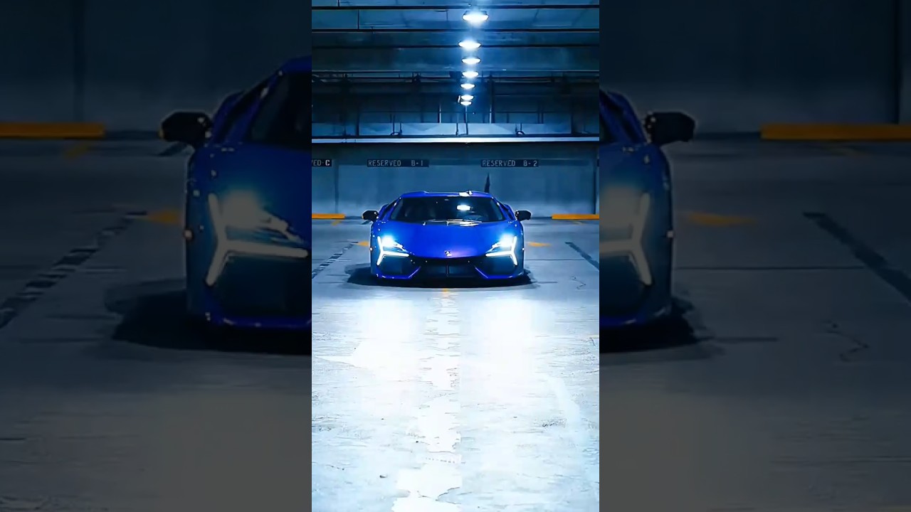 Midnight Beast: Blue Lamborghini in the City Lights