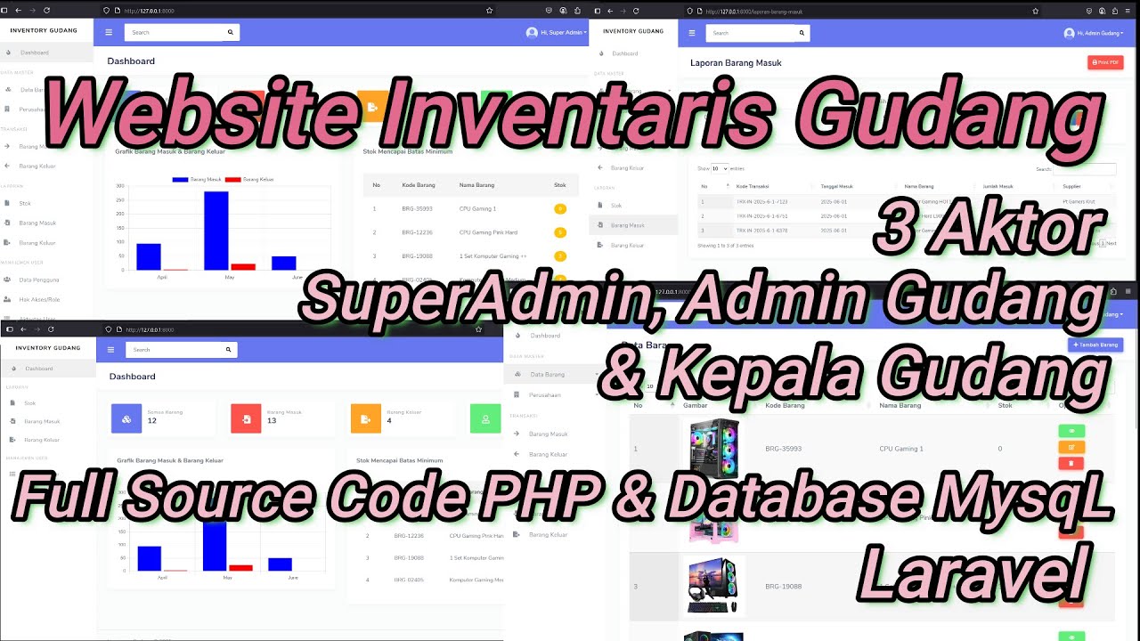 Source Code Website Inventaris Gudang Laravel | Website Laporan Stok Barang Gudang| Inventory System