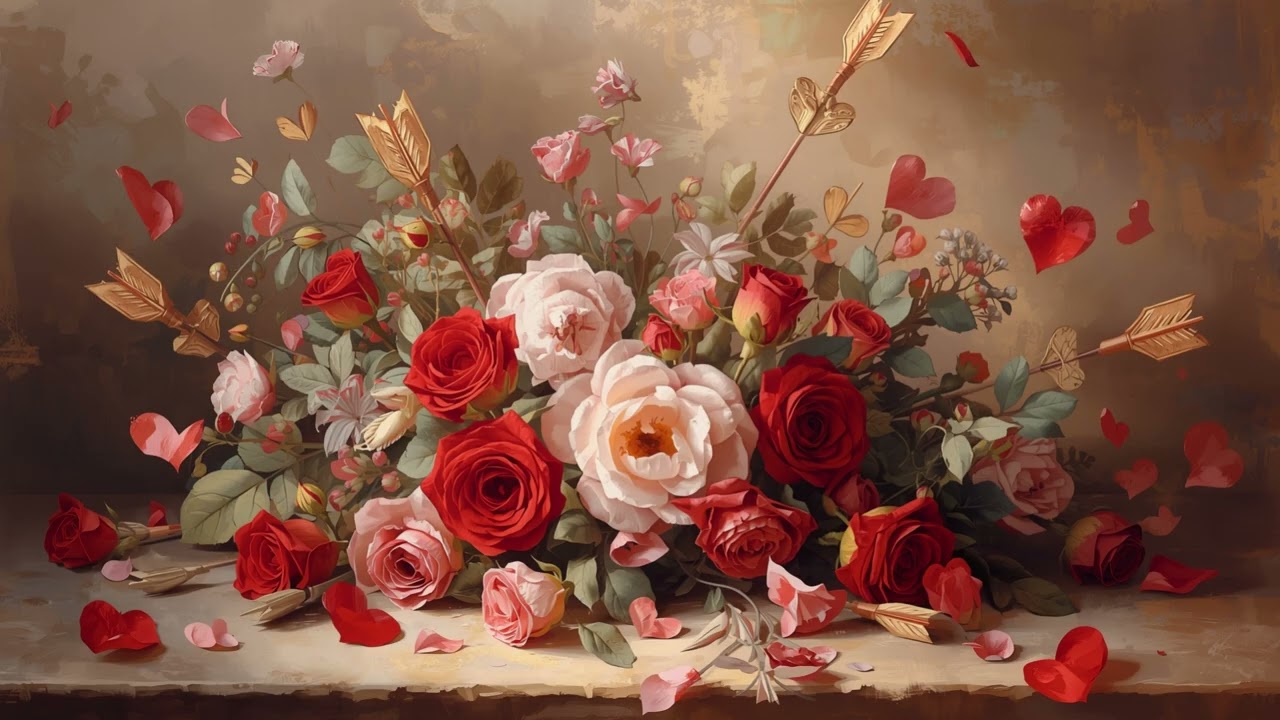 Valentine's Floral Hearts TV Wallpaper | No Sound | Free TV Wallpaper   Holiday Scenes
