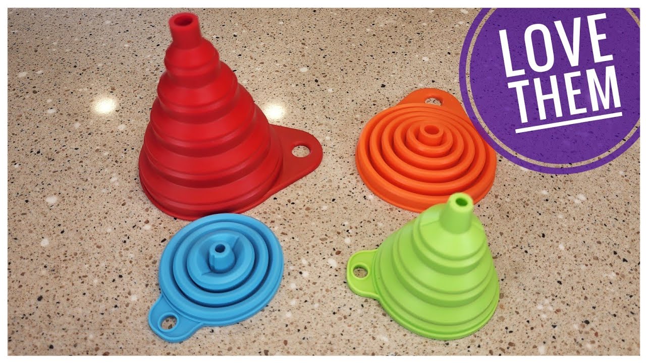 Review KongNai Silicone Collapsible Funnel Set  I LOVE THEM for Kitchen Food Grade