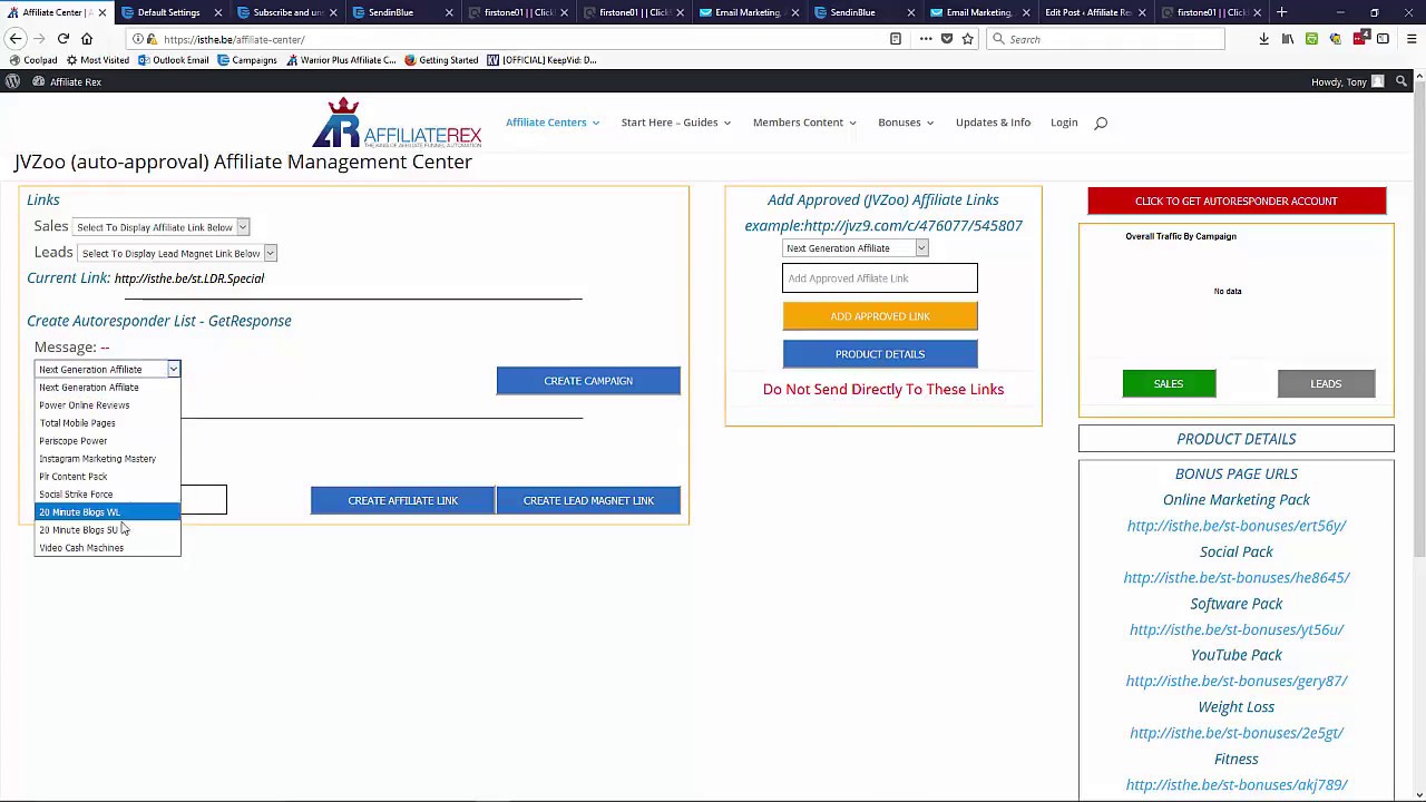 Affiliate Rex- JVZOO auto approve overview